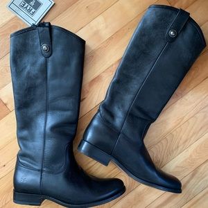 Frye Black Leather Heeled Boots